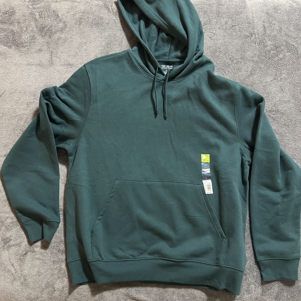 Tek Gear Ultrasoft Fleece Green Men's Hoodie‎ Pullover Size L New with Tags